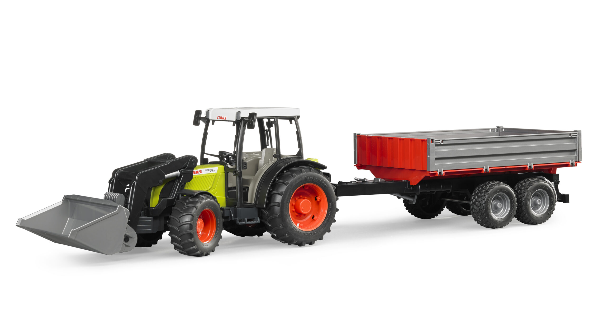 Bruder Claas Nectis 267 F w/ Frontloader And Tipping Trailer