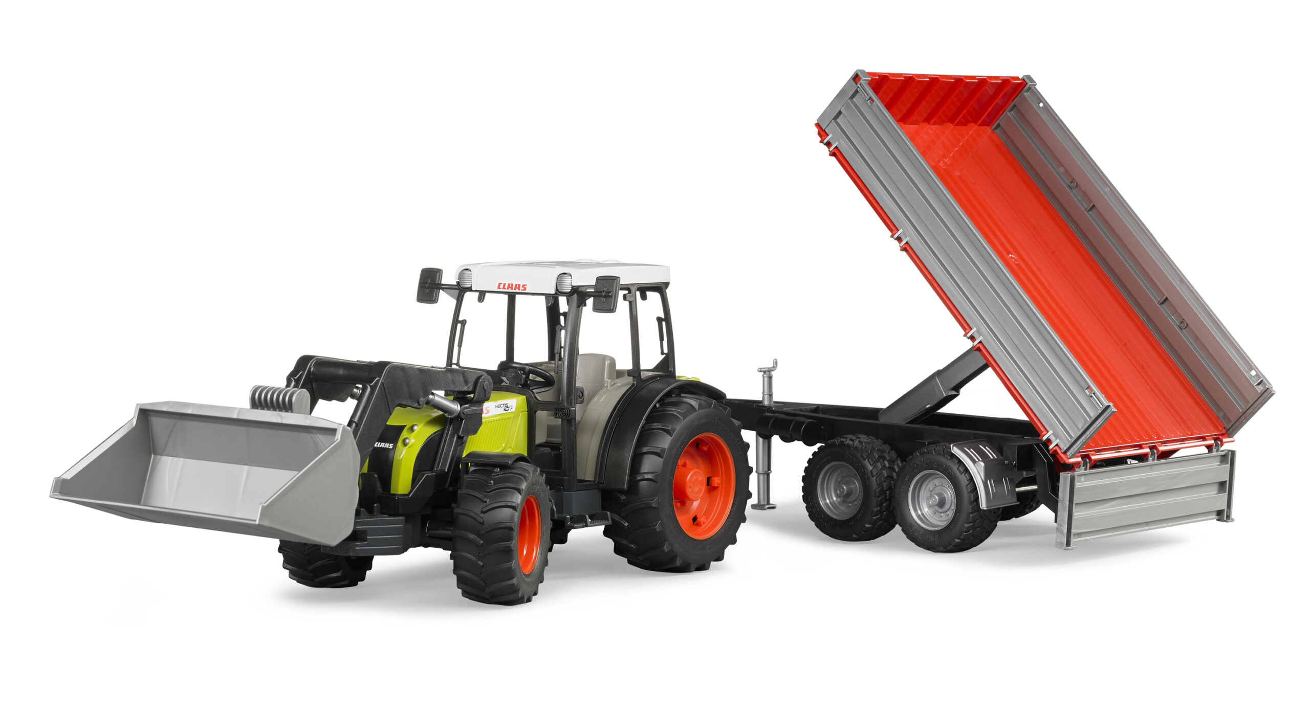Bruder Claas Nectis 267 F w/ Frontloader And Tipping Trailer - Image 2