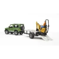 Bruder Land Rover Defender Station Wagon With One Axle Trailer, Jcb Micro Excavator 8010 Cts 2593