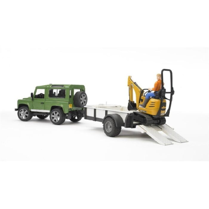 Bruder Land Rover Defender Station Wagon With One Axle Trailer, Jcb Micro Excavator 8010 Cts 2593