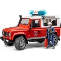 Bruder Land Rover Defender Station Wagon Fire Department Vehicle With Fireman With Fire-Extinguisher 2596