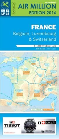 France/ Vfr Chart France Day Air Million 2016 (Includes Belgium, Luxembourg And Switzerland Airspace)