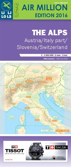 The Alps/ Vfr Chart Switzerland-Austria-Slovenia-North Italy Air Million 2016
