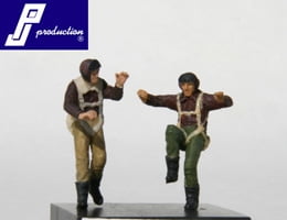 Set Of 2 Us Pilots Of The Ww2 Standing 1/72 Resin.Needs Assembly & Painting.