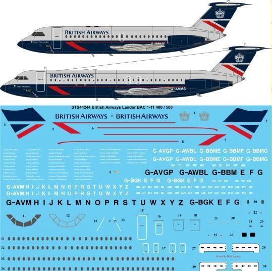 Bac1-11-400/500 (British Airways - Landor) Two Six Decals 1/144