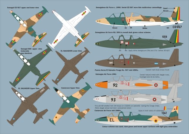 Max7223 International Fouga Magister Selection 1/72 Scale Decal Sheet Instructions