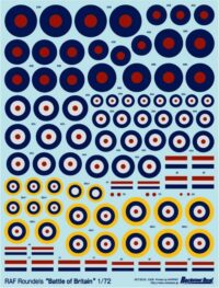 Decal Sheet Of British Roundels 'Battle Of Britain Rocketeer Details 1/72