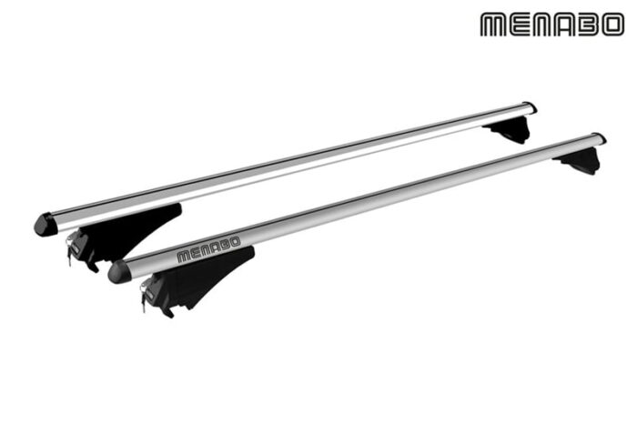 Menabo Tiger Silver Roof Bars 1.35M Heavy Duty for Stubby Railings