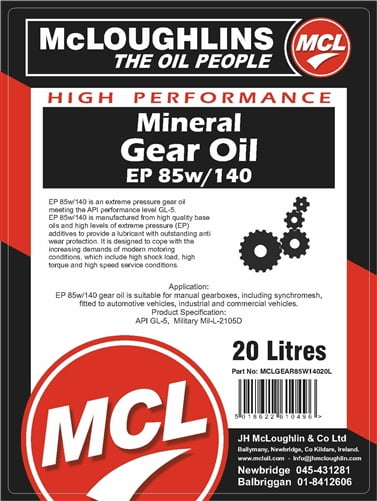 Gear Oil 85W/140 Gl5 20Lt