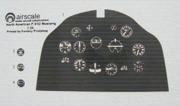 P51D Mustang Instrument Panel Decals 1/24 scale