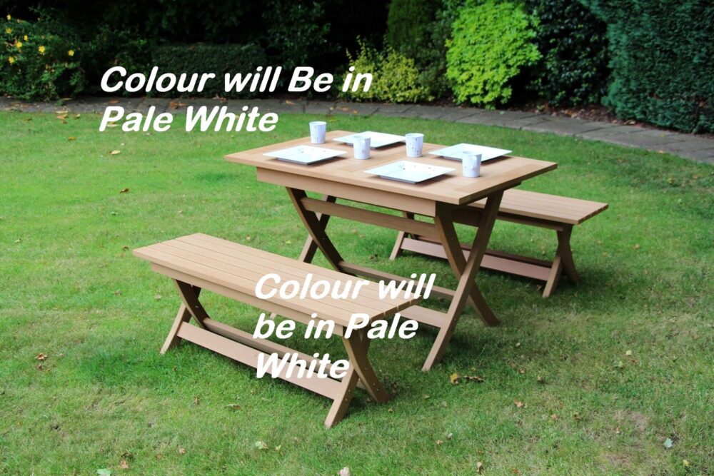 Castlebay Winawood 4 Seater Dining Set- OFF White Colour Table + 2 Benches.
