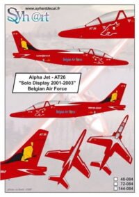 Alpha Jet AT26 "Solo Display 2001-2003" Belgian Air Force (Syhart Decal 48-084) 1/48