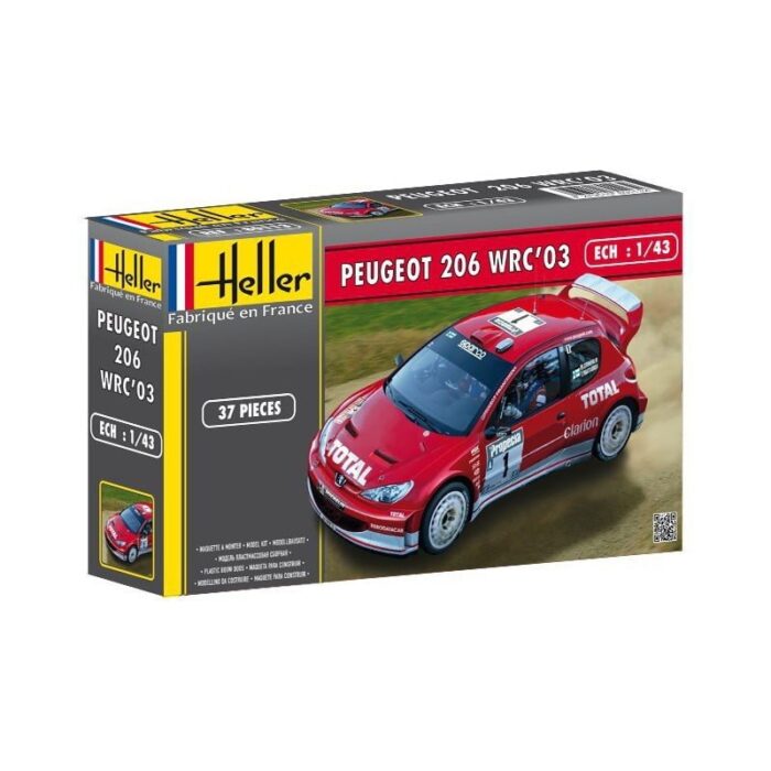 Peugeot 206 Wrc '03 1/43 Scale Kit Heller 80113