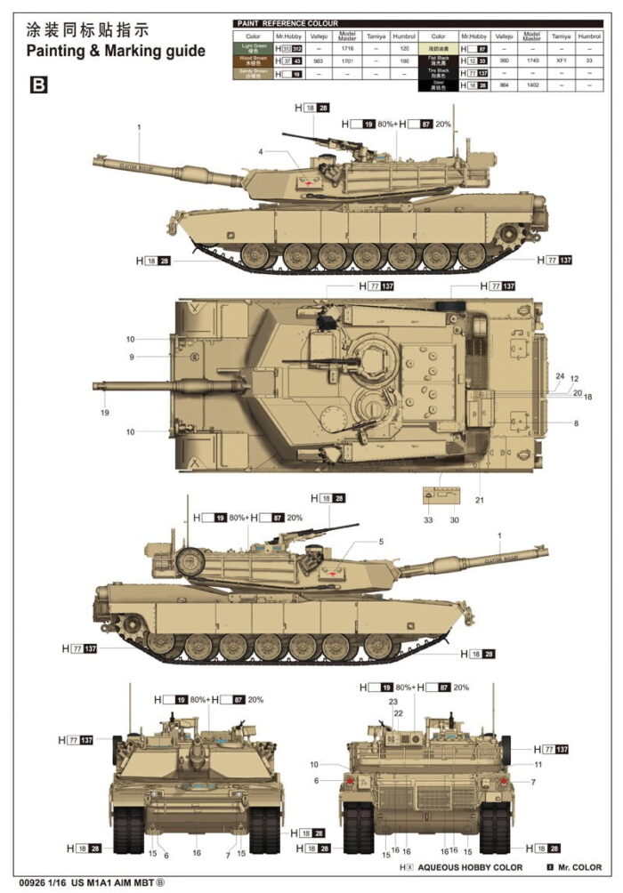 M1A1 US Abrams AIM MBT 1/16 Scale Kit