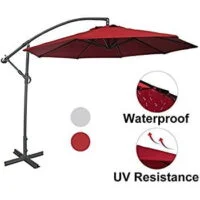 Large Deluxe 10' Complete Freestanding Outdoor Patio Umbrella (Deep Red Color)