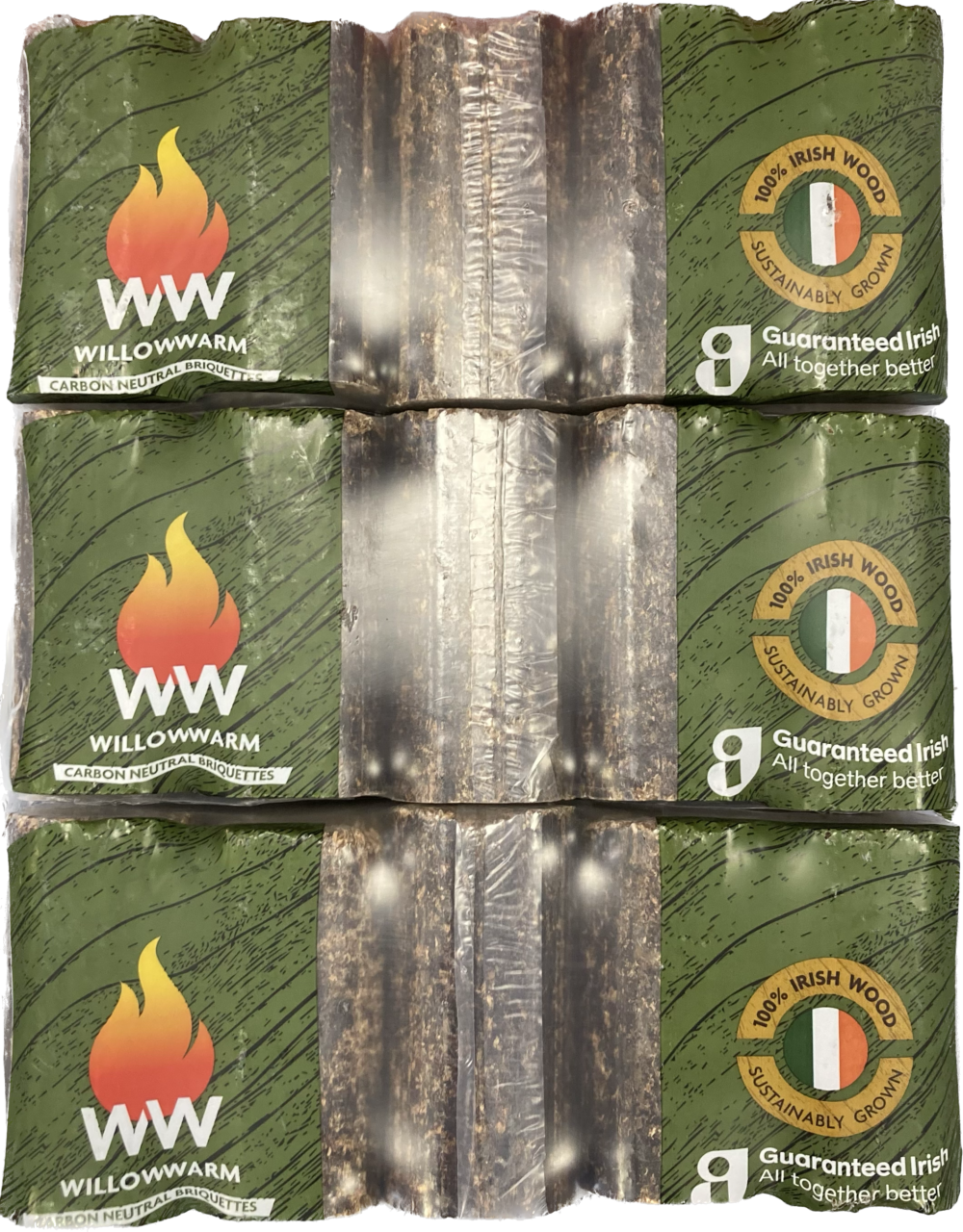 Pallet of 90 x 10pk of Irish WILLOW WARM ECO Briquettes (783 KG TOTAL)